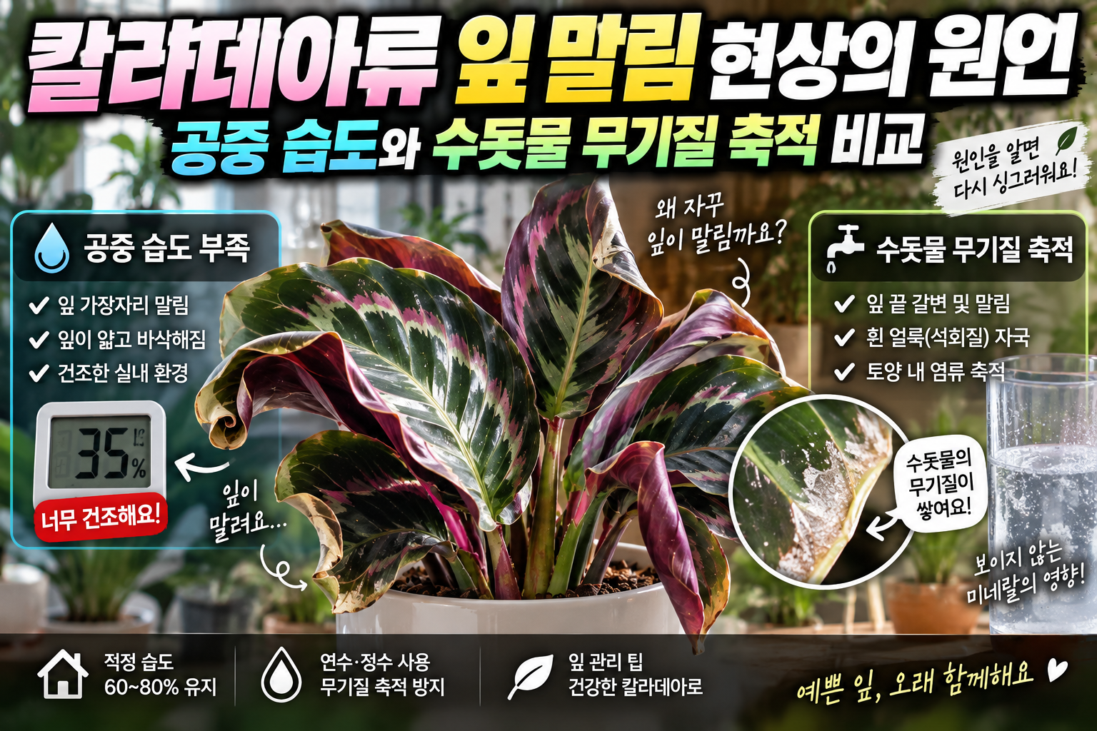 칼라데아 잎 말림 원인비교에 대한 썸네일